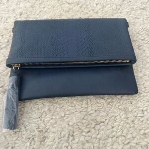 GiGi New York Midnight Blue Textured Clutch